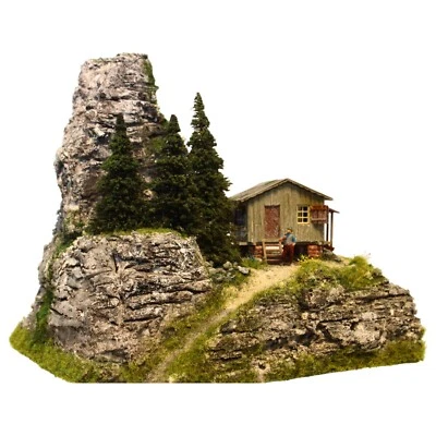 Diorama H0 1:87#Berg Fels/Granit Struktur#patiniert" Gebirge "patiniert#begrünt - Bild 1 von 4