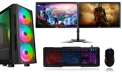 GAMING PC DUAL 24" Monitors RTX 4060 32GB RAM 480GB SSD 1TB WINDOWS 11 - Image 1 of 4