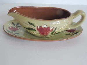 Excelente! Gravy Magnolia Pottery Stangl de colección con Undertray MCM pintado a mano - Imagen 1 de 6
