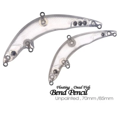20PCS 7cm/8.5cm Bend Dead Fish Pencil Unpainted Bait Blank Fishing Lure model - Image 1 of 4