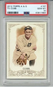 2012 TOPPS ALLEN & GINTER #197 TY COBB CARD DETROIT TIGERS PSA 10 LOW POP 5 RARE - Picture 1 of 2