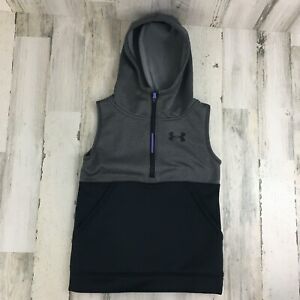 Under Armour Girls M Gray ColdGear Storm Fleece Hooded Vest Youth YMD