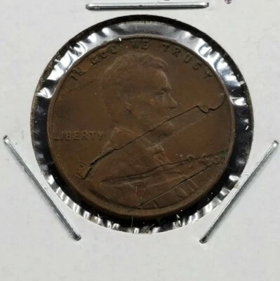 1948 p 1c Lincoln Wheat Cent Penny Coin Laminated Planchet Error - Image 1 of 4