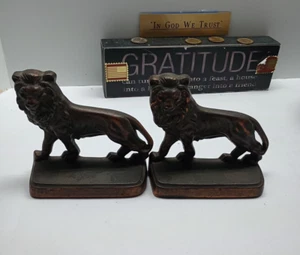 Vintage Mid-century Heavy Solid Brass Lions Full Body, 5+ Lbs.  Lion Name Stamp - Picture 1 of 12