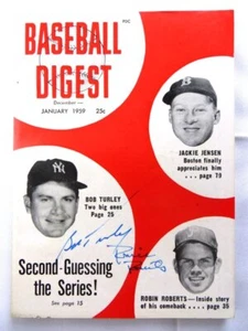 Bob Turley Robin Roberts Autographed Magazine Baseball Digest 1959 JSA AG71938 - Picture 1 of 4