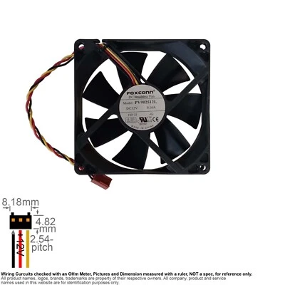 Fan Muffin Cooling DC 12V DC12V 12VDC  92mm 92x92x25 Foxconn PV902512L 1SF 2J - Image 1 of 3