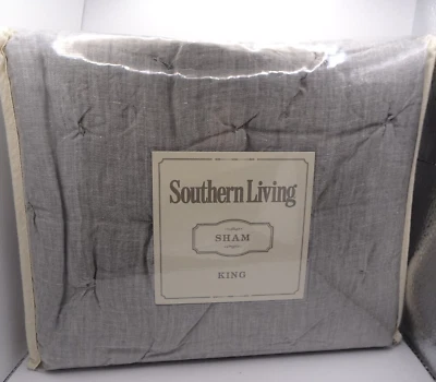 NUEVO CON ETIQUETAS Southern Living KING Acolchado Falso Reliquia Lino 20x 36" Almohada Ropa de Cama GRIS Foto 1 de 4