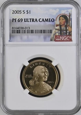 2005 S Sacagawea $1 NGC PF 69 Ultra Cameo Portrait Label - Image 1 of 2