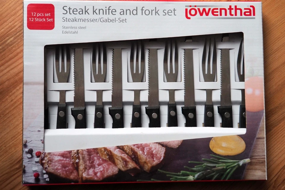 Steakmesser/Gabel-Set 12-tlg - Edelstahl Löwenthal - Bild 1 von 2