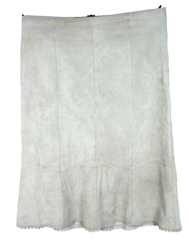 Falda caqui con defecto KAREN KANE de gamuza de cuero genuino línea A talla 14 Foto 1 de 4