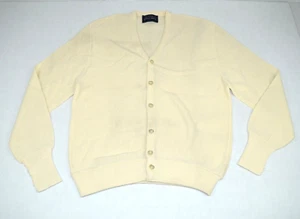 Vintage Sweater Arnold Palmer Robert Bruce Cardigan Size M/L 70s Cream Made USA - Picture 1 of 9