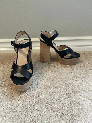 Shelly's London размер 37 ЕС | 6,5 США Lauren черный кожаный блок каблук платформы новый - Изображение 1 из 4