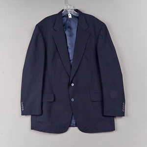 Lands’ End Navy Blue Wool Blazer Mens 44L Sport Coat Jacket Vintage 1990's - Picture 1 of 14