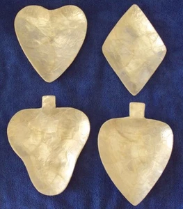 Hearts Diamonds Clubs Spades Card Game Shell Dishes (4) Unusual & Nice - Picture 1 of 1