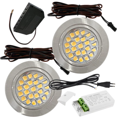 Flach LED Möbel Einbaustrahler Mira - 12V - 2,4W - 230V Netzkabel Schnurschalter - Bild 1 von 4