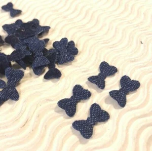120 pcs x 5/8" Denim Blue Padded Cotton/Felt Bow Appliques Mickey Minnie ST652 - Picture 1 of 1