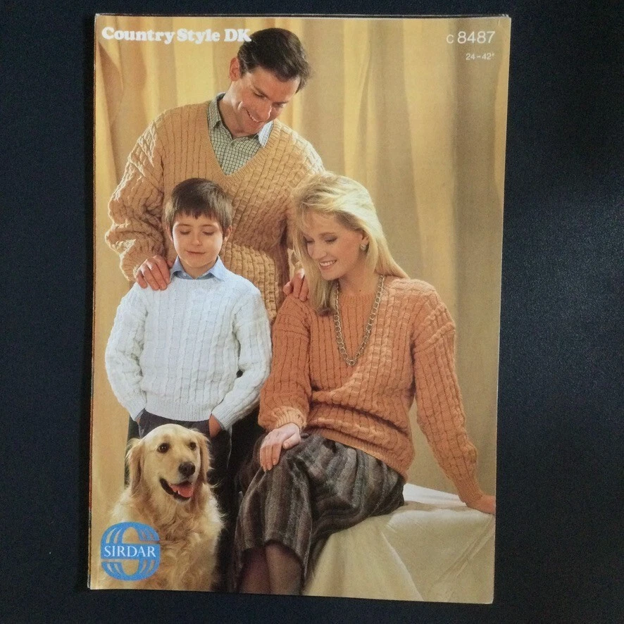 Country Style 8487 Knitting Vintage Pattern Family Round & V-Neck Sweaters - Image 1 of 1