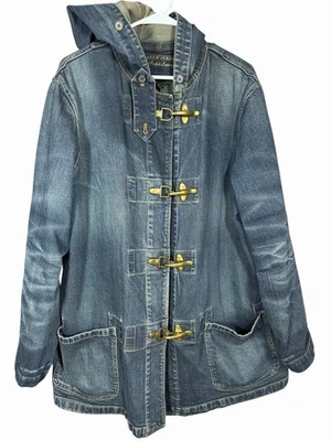 Lauren Ralph Lauren Womens 2XL Denim Chore Coat Metal Toggle Firefighter Hooded - Image 1 of 4