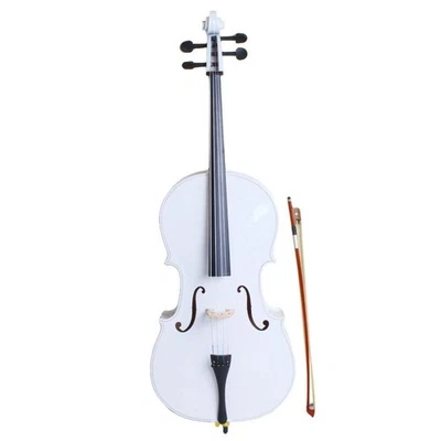 Cello 4/4 Full Size White BassWood +Bag+Bow+Rosin+Bridge Fit Student Beginner - Image 1 of 4