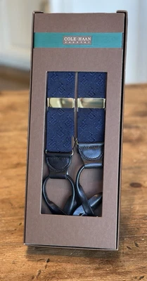 Tirantes, tirantes Cole Haan Country azul texturizado vintage (#A2931) nuevos en caja Foto 1 de 4