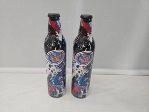 Vintage set di 2 bottiglie di alluminio Mountain Dew Label Art 16 oz sigillate da collezione - Foto 1 di 9