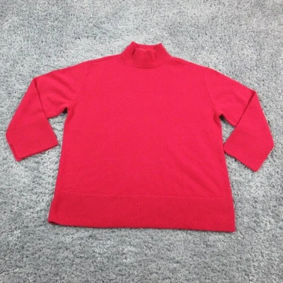 LOFT Sweater Womens XXL Red 100% Cashmere Mock Neck Ribbed Hem Pullover NWT - Image 1 of 4