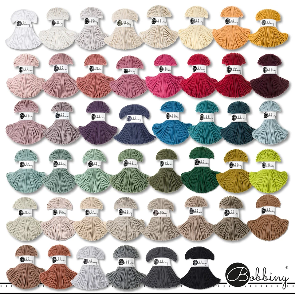 Bobbiny 100 m cordón trenzado Junior Ø 3 mm algodón hilo textil ganchillo 46 colores - Imagen 1 de 1