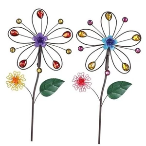  Garden Decor for Outside, 2 Pack 22.2“ Hollow-Out Flower Garden Stakes Spring  - Picture 1 of 8
