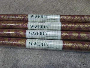 Waverly Wallpaper Roll 27”x9” Pattern 5509470 New LOT OF 4 Floral Gold Burgundy - Picture 1 of 7