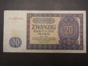 Geldschein von DDR 20 Mark 1955 Serie YA (Austauschnote) . SELTEN ! - Bild 1 von 2