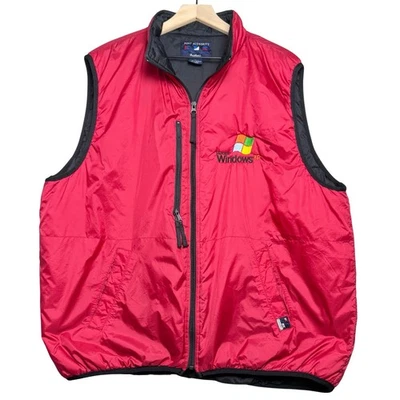 Vintage Microsoft Windows XP Port Authority Adult Size XL Red Vest Early 2000s - Image 1 of 4