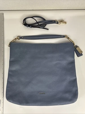 Coach 27858 Madison Pebbled Leather Hobo Convertible Blue - Image 1 of 4