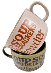 Pair of Vintage Soup & Cracker Stoneware Mugs - Picture 1 of 7