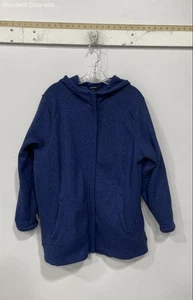 Lands End Blue Knit Full-Zip Jacket - Size 1X - Picture 1 of 6