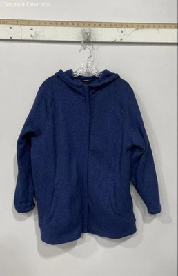 Lands End Blue Knit Full-Zip Jacket - Size 1X - Image 1 of 4