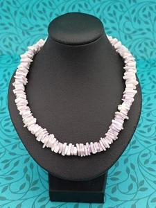 Vintage 90s Holiday, Surfer Style Beach Purple Shell Beaded Necklace - Picture 1 of 14