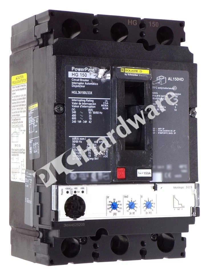 施耐德电动 HGL36150U33X 方形 D PowerPact 3极断路器 150A — 第 1/1 张图片