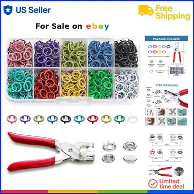 Metal Snap Buttons DIY Crafting Sewing Kit 800 Pieces Multicolor 9.5mm - Image 1 of 4