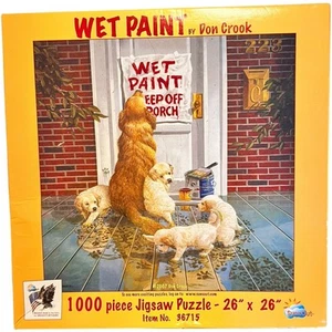 Rompecabezas Don Crook Golden Retriever pintura húmeda 26"x26" cachorros 1000 piezas Kidcore - Imagen 1 de 17