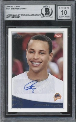Topps #321 2009 Stephen Curry radiocontrol novato autógrafo gema como nuevo BAS Beckett 10 automático Foto 1 de 2
