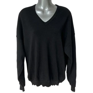 Vintage St. Croix Knits Sweater Black V-Neck Merino Wool Pullover Women's Large - Picture 1 of 9