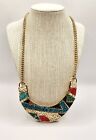 P.o.s.h Gold Tone & Colourful Bead Statement Necklace
