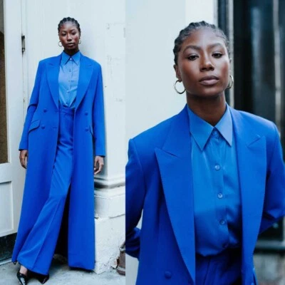 Royal Blue Women Long Suit Dress Slim Fit for Business Wedding Formal Long Coat - Изображение 1 из 4