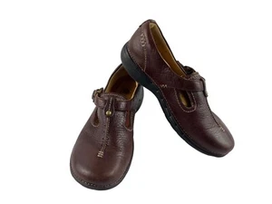 CLARKS Oxford Women 7.5M Unstructured Shoes Brown Leather Buckle Strap Comfort - Picture 1 of 12