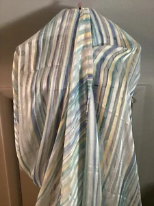 Sheer Lightweight Fabric Beachy Colors Vertical Stripe 4 Yds 72 “ Wide - Picture 1 of 4