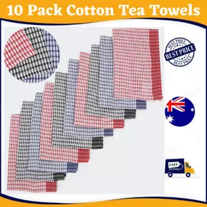 10 x Pack Cotton Striped Tea Towels Kitchen Home Dining Linen Cloths Dishes* - Picture 1 of 6