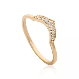 Anillo de compromiso corona de diamantes milgrain de oro 14 K 0,10 quilates creado en laboratorio - Imagen 1 de 7