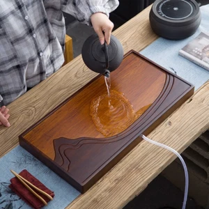 9kg Luxury Heavy Bamboo Tea Tray Chinese Kung Fu Serving Tray Water Drain Tray - Picture 1 of 8