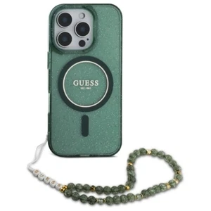 Guess Hard TPU Case mit Perlenriemen für iPhone 16 Pro Max 6.9 - Grün - Bild 1 von 4