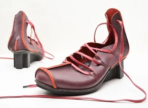 Trippen Blade f Handmade in Germany Red Waw Leather Wedge Court Shoe - Sz 35 - Picture 1 of 14